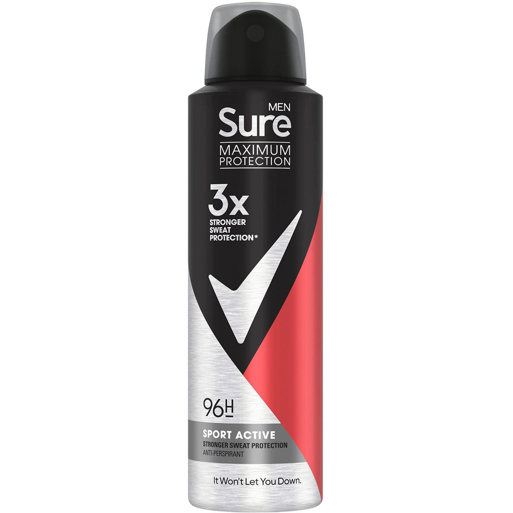 Sure Men 96H Protection Anti-Perspirant Sport Active Deodorant 150ml 18 Pack Image 2