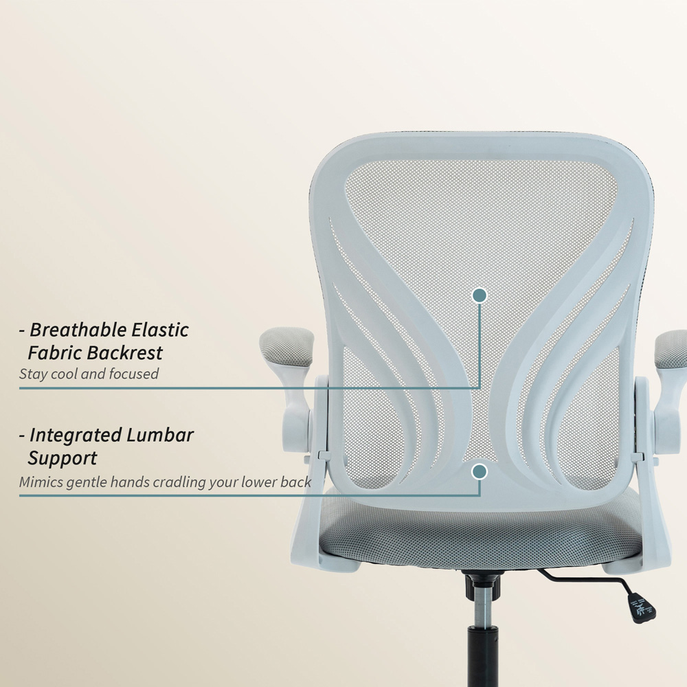 Portland Grey Mesh Height Adjustable Foldable Swivel Office Chair Image 8