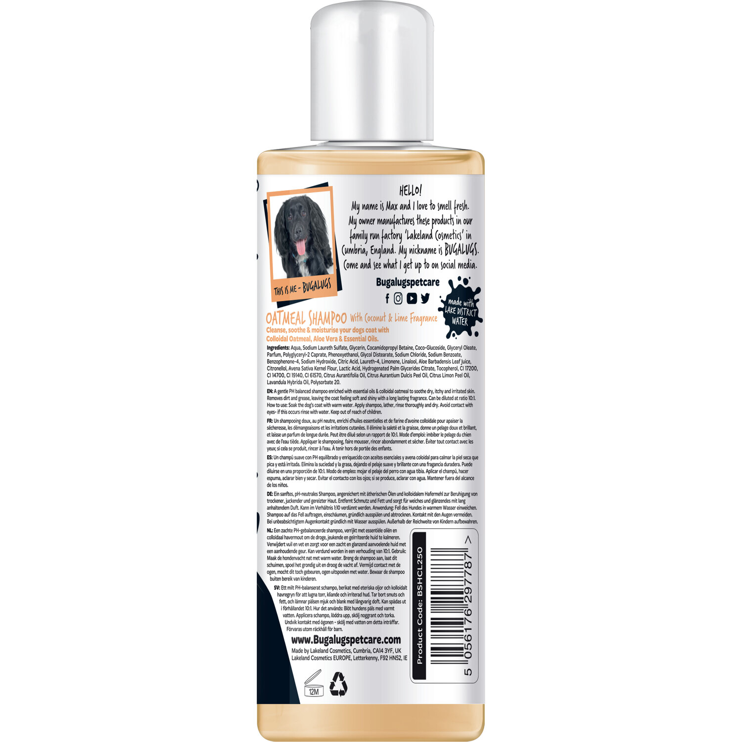 Bugalugs Oatmeal Dog Shampoo 250ml - Orange Image 7