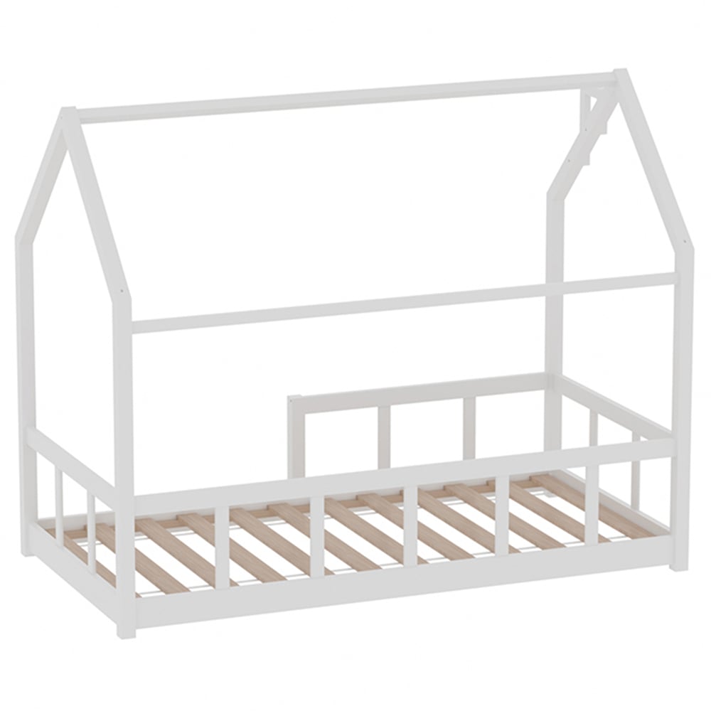 Living and Home Single White Pine Wood House Bed Frame Image 5