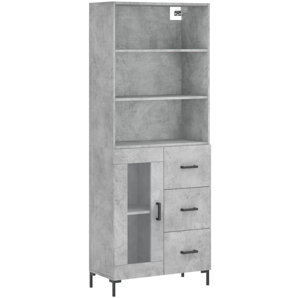 vidaXL Single Door 3 Drawer 3 Shelf Concrete Grey Highboard Image 2