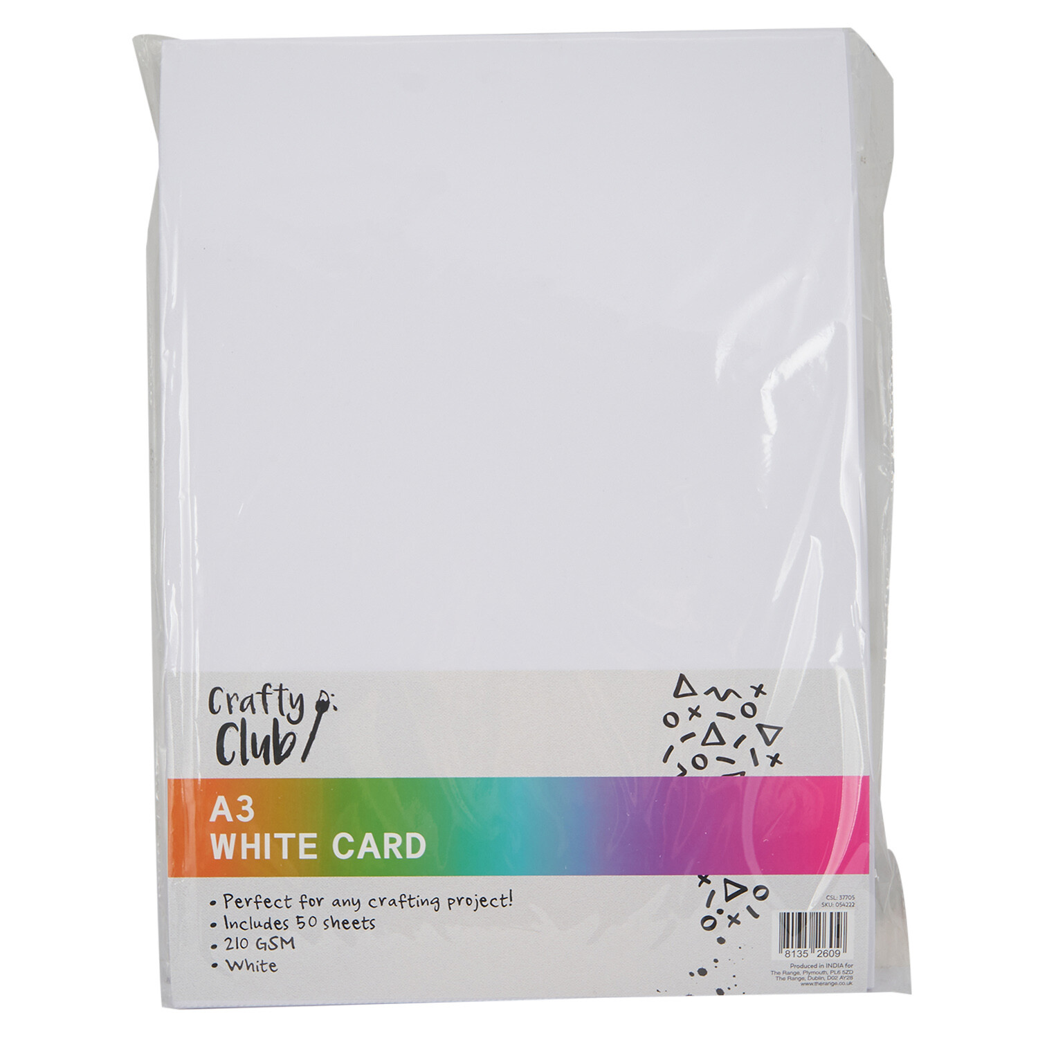 Pack of 50 White Card Sheets A3 - White Image 1