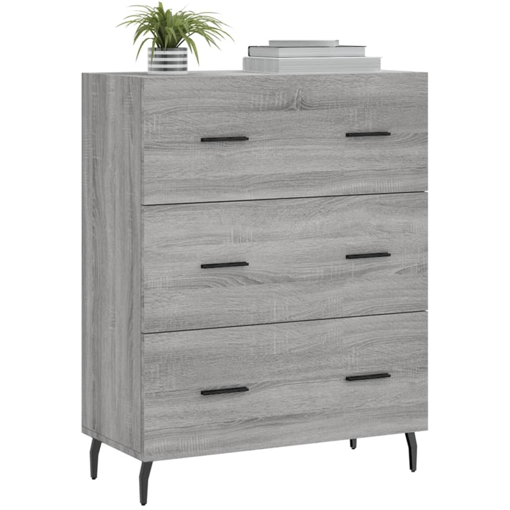 vidaXL 3 Drawer Grey Sonoma Sideboard Image 3