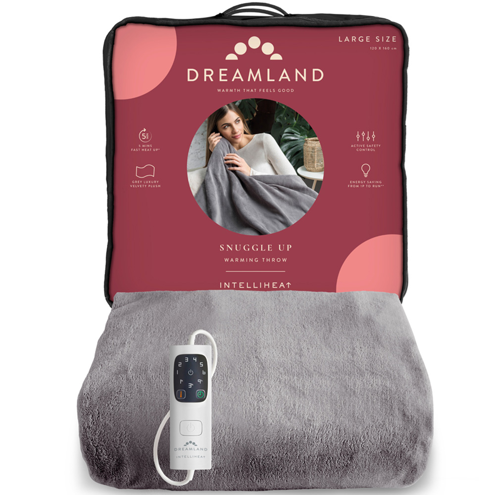 Dreamland Snuggle Up Grey Velvet Heated Throw 120 x 160cm Image 2