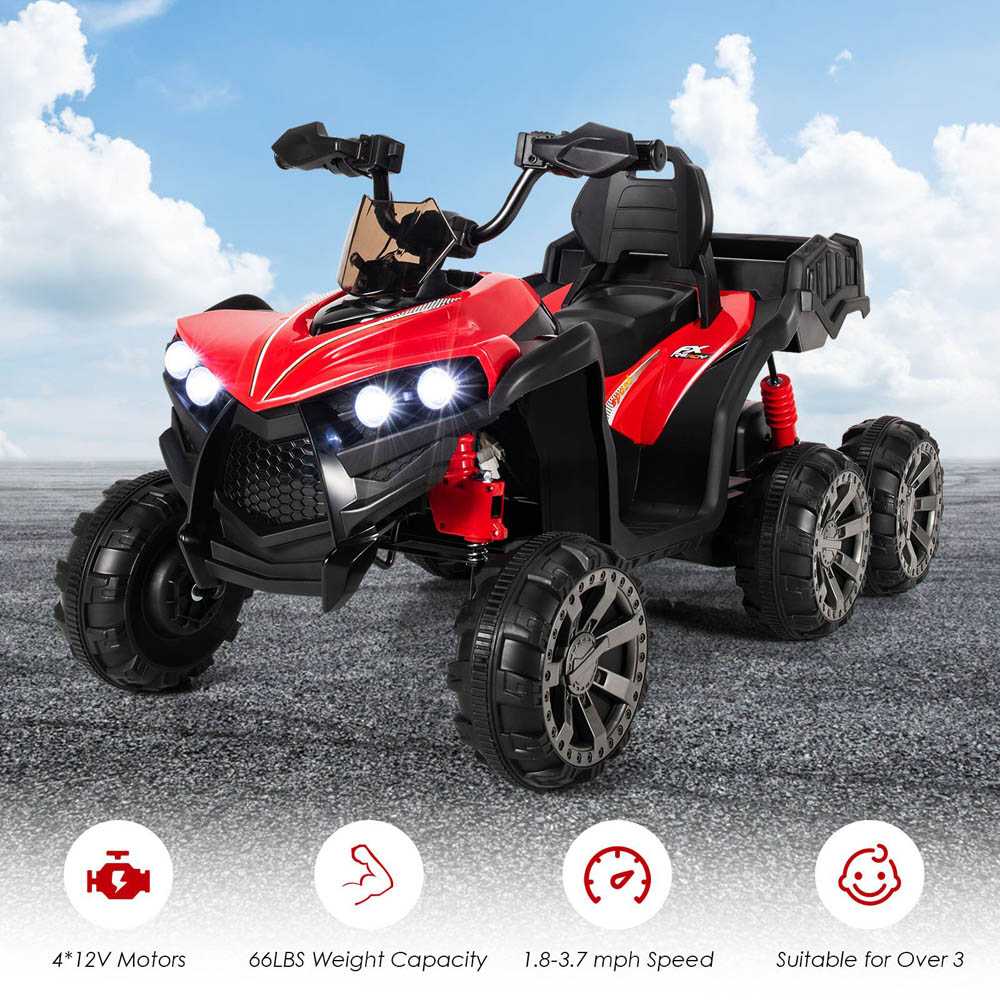 Costway Kids Red Electric 6 Wheel Ride On ATV with 4 Motors Image 5
