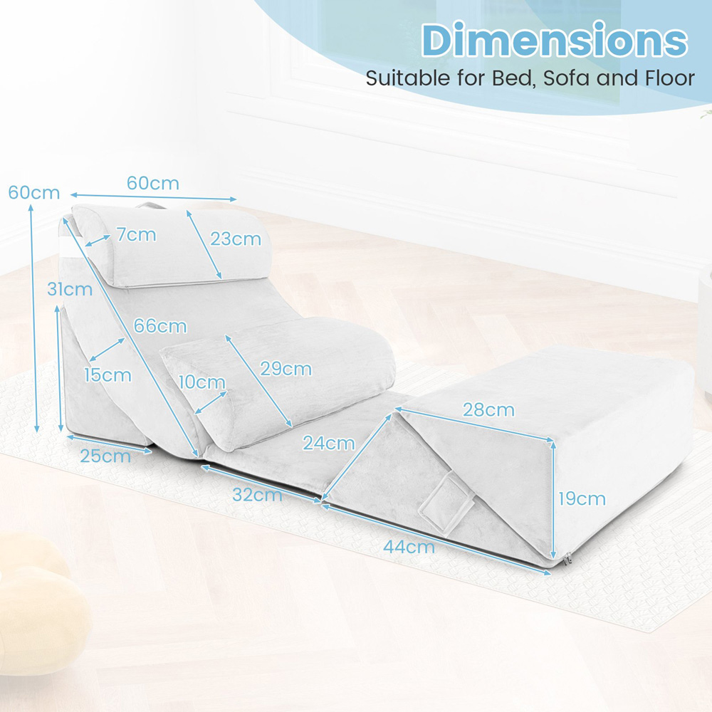 Costway White Adjustable Memory Foam Support Pillow Set 7 Piece Image 9