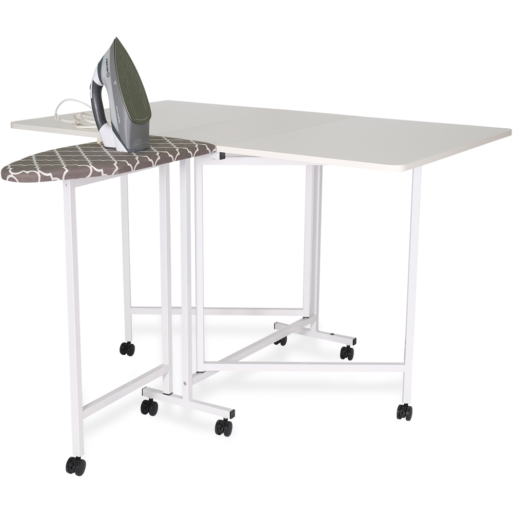 Arrow Cabinets Millie 3311 White Foldable Cutting Table with Integral Ironing Board Image 3