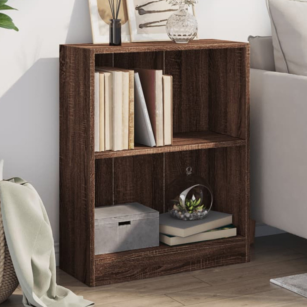 vidaXL 2 Shelf Brown Oak Bookcase Image 1