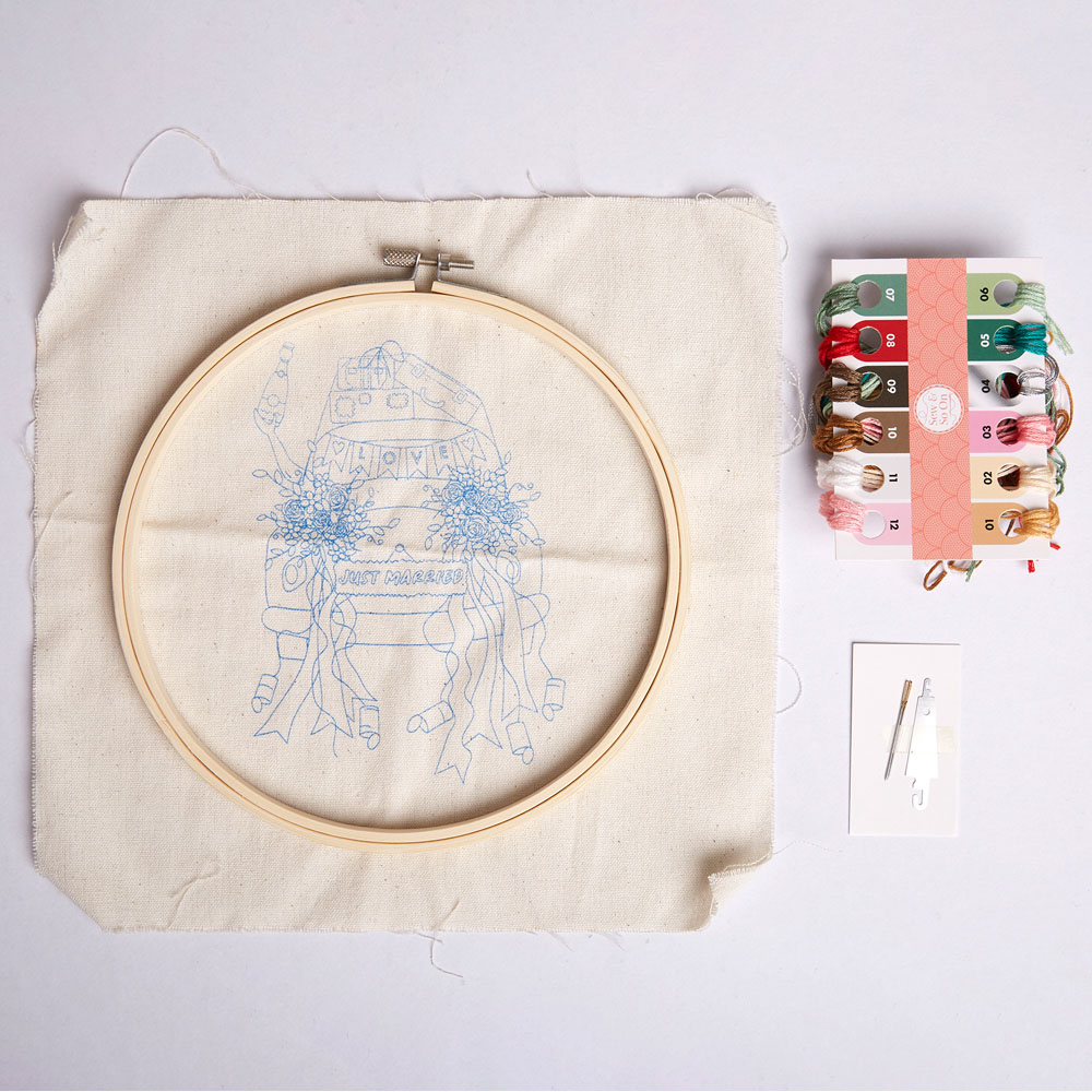 Sew & So On Multicoloured Wedding Car Embroidery Craft Set Image 3