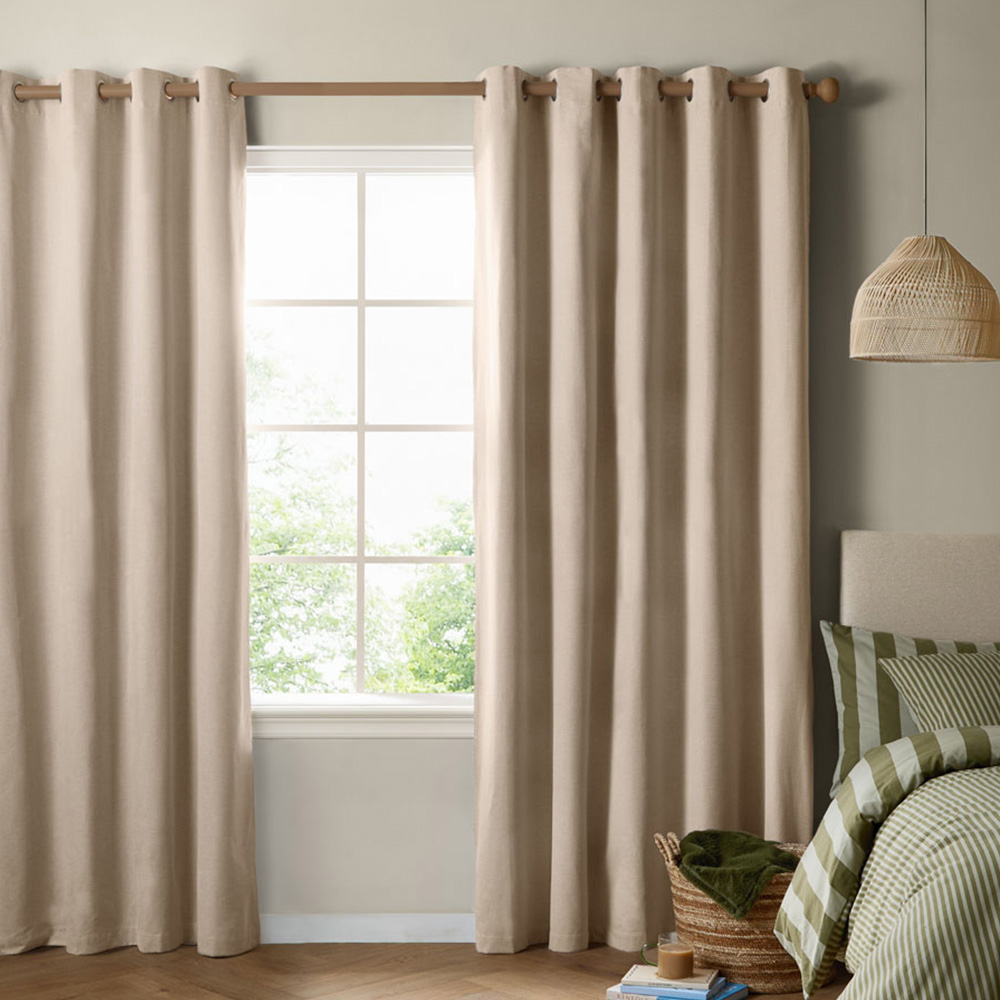 Furn The Ultimate Natural Textured Woven Blackout Eyelet Curtains 168 x 229cm Image 1
