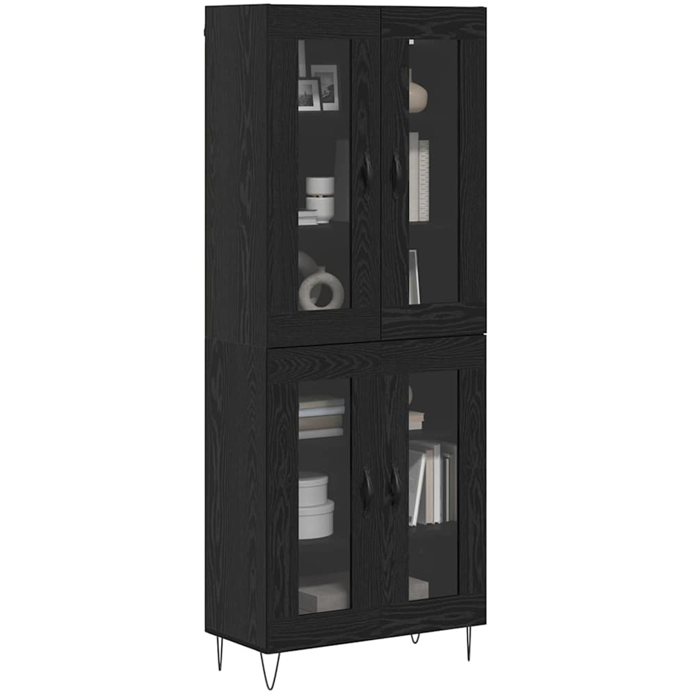 vidaXL 4 Glass Door Black Oak Sideboard Image 3