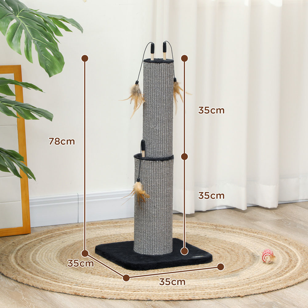PawHut Black Tall Cat Scratching Post 78cm Image 7