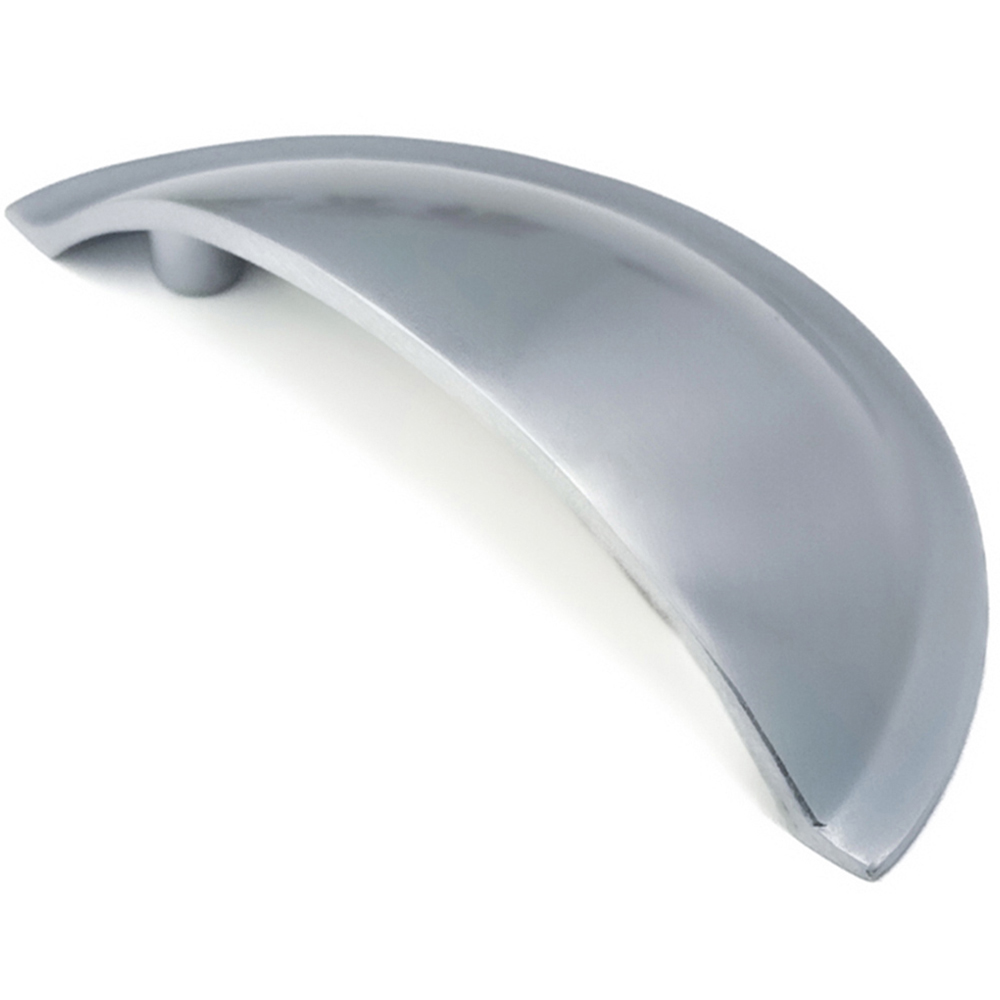 Spira Brass Satin Chrome Small Slim Cup Pull Drawer Handle Image 3