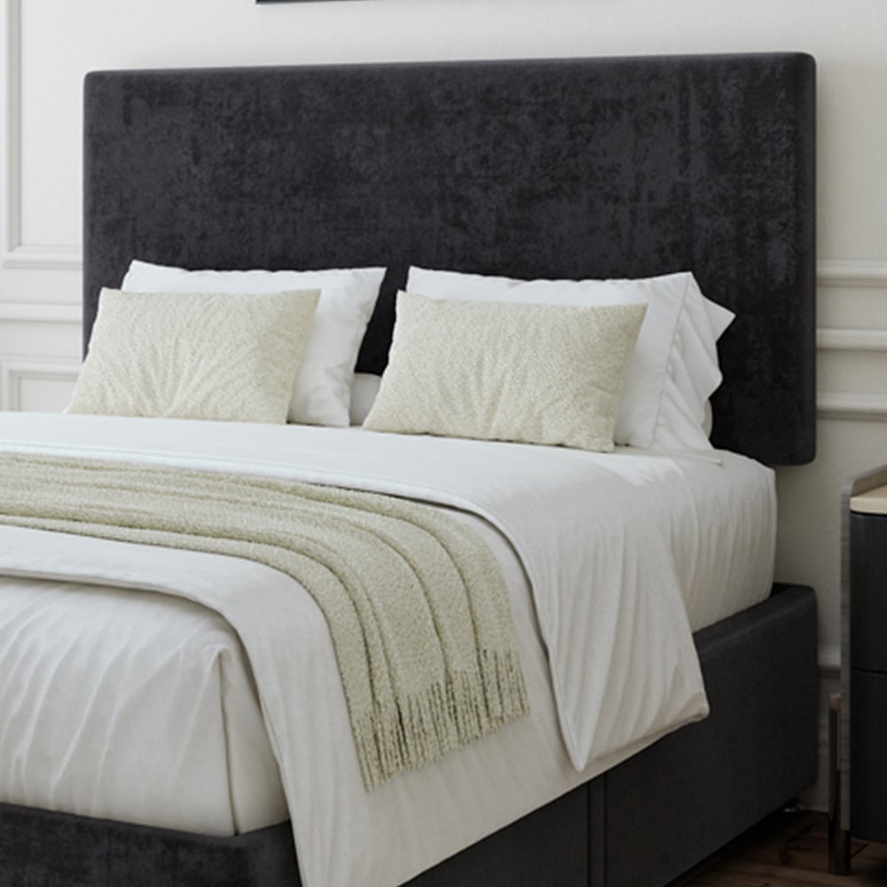 Bedmaster Double Black Naples Linen 2 Drawer Divan Base with Valencia Headboard Image 2