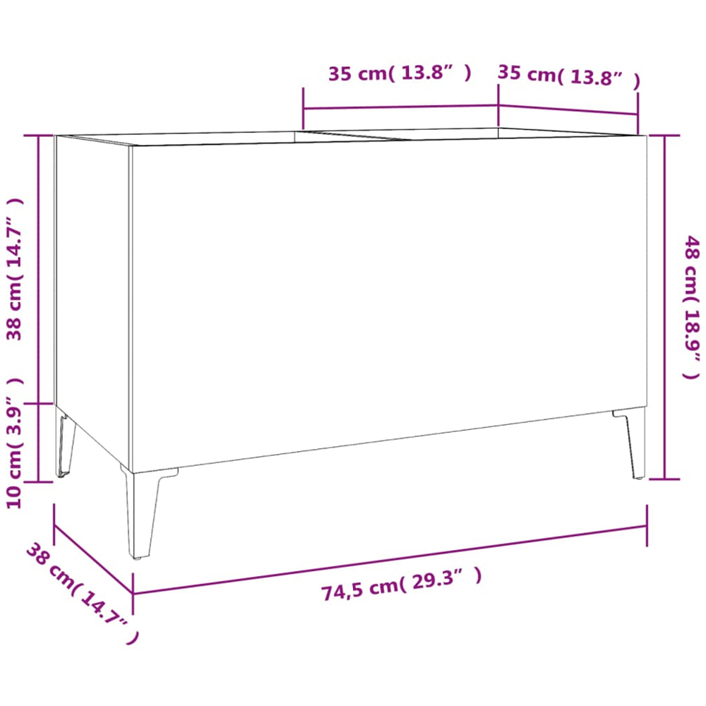 vidaXL High Gloss White Record Cabinet Image 8