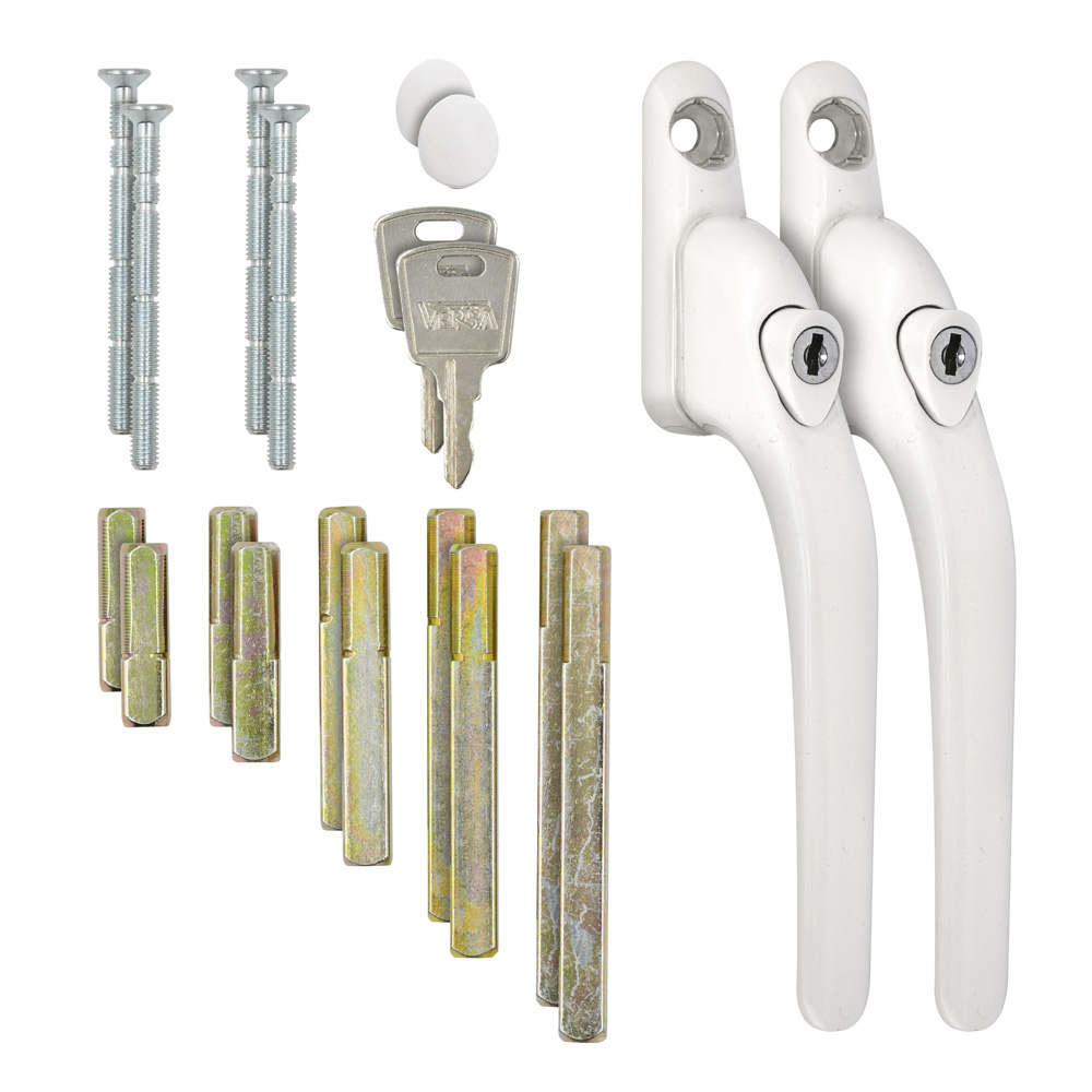 Versa White Lockable Straight Window Handle with 5 Precut Spindles 2 Pack Image 1