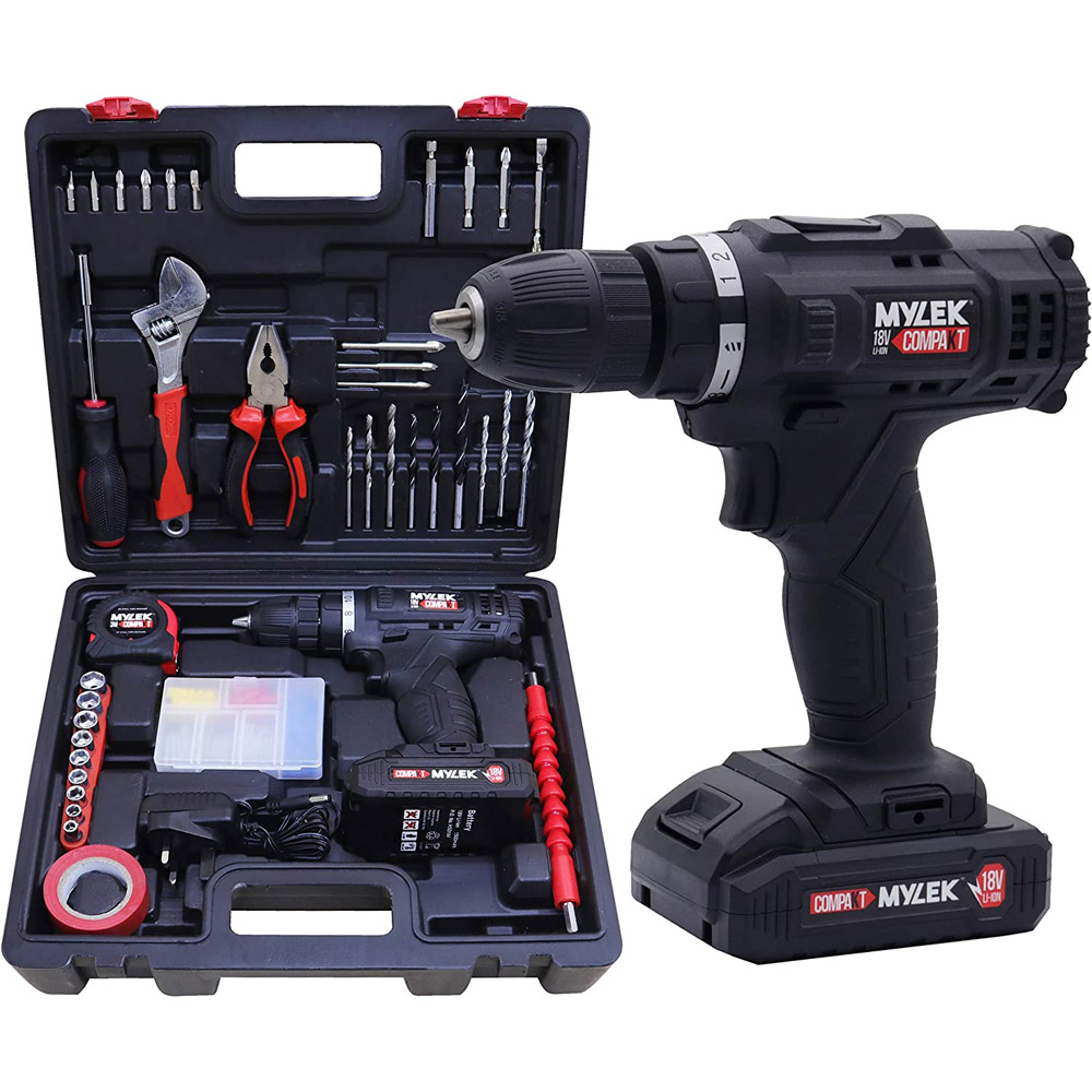 MYLEK 18V Lithium-Ion Drill Drive Including Battery and 90 Accessories Image 7