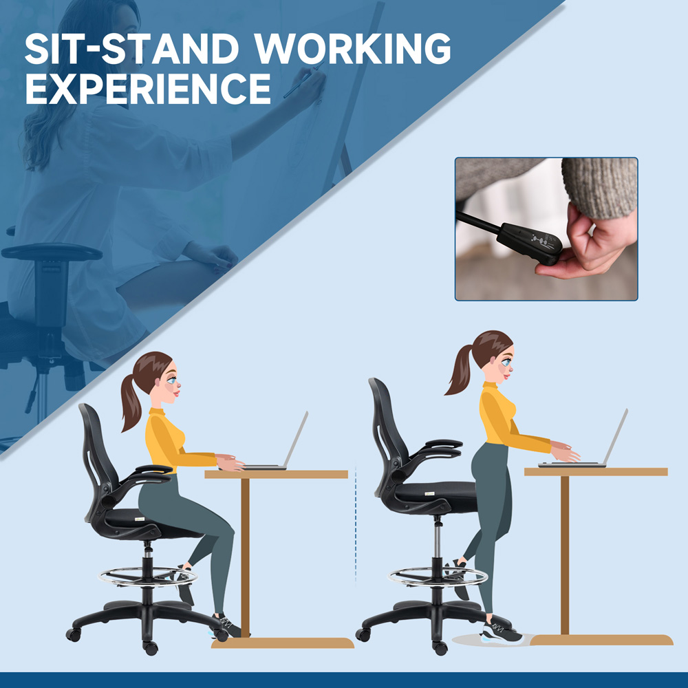 Portland Black Standing Desk Chair | Wilko