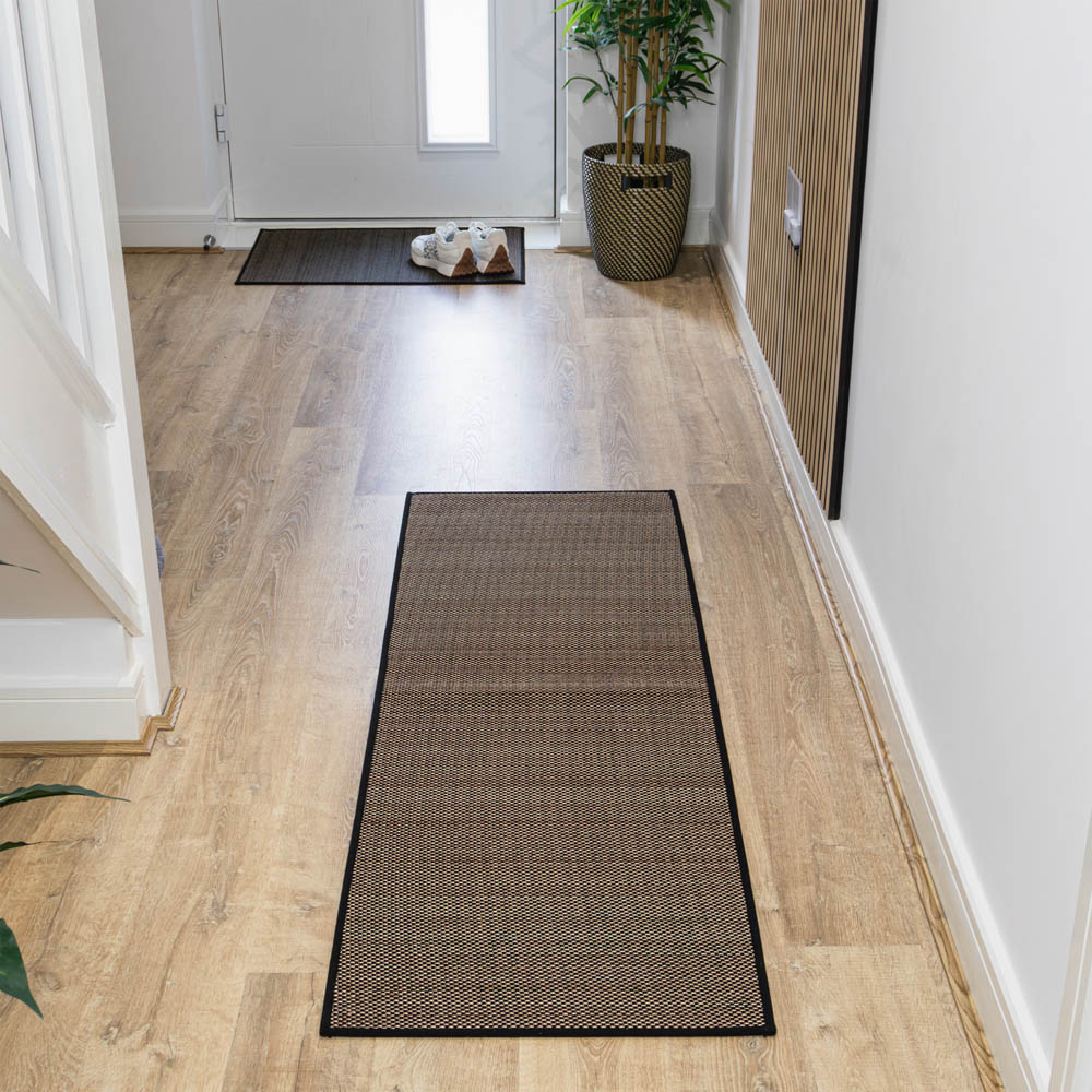 JVL Antarra Black and Brown Rubber Backed Door Runner 50 x 150cm Image 2