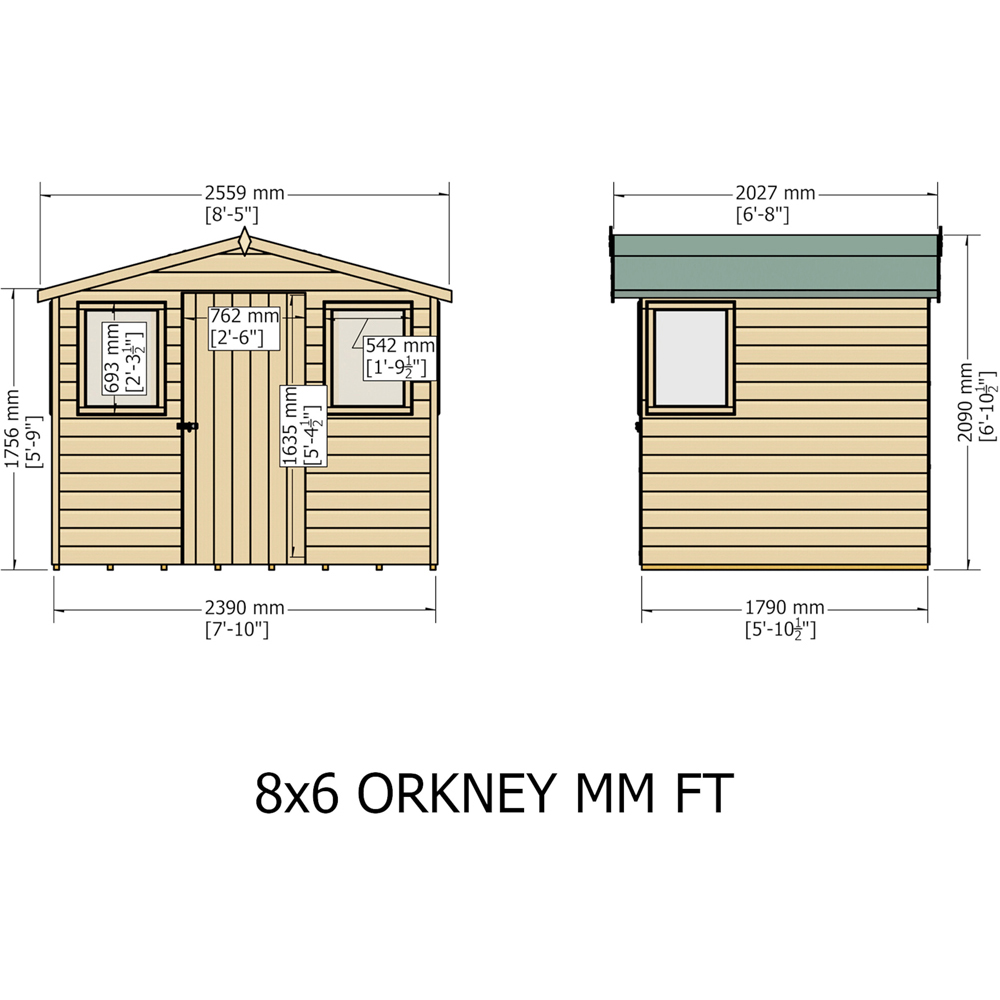 Shire Orkney 8 x 6ft Shiplap Apex Garden Shed Image 6