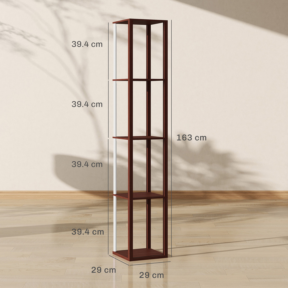 HOMCOM 4 Shelf Brown RGB LED Floor Lamp with Remote Image 9
