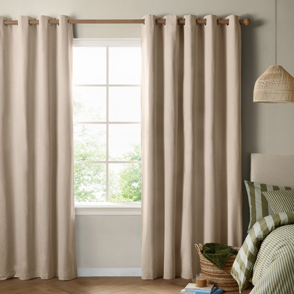 Furn The Ultimate Natural Textured Woven Blackout Eyelet Curtains 117 x 137cm Image 1