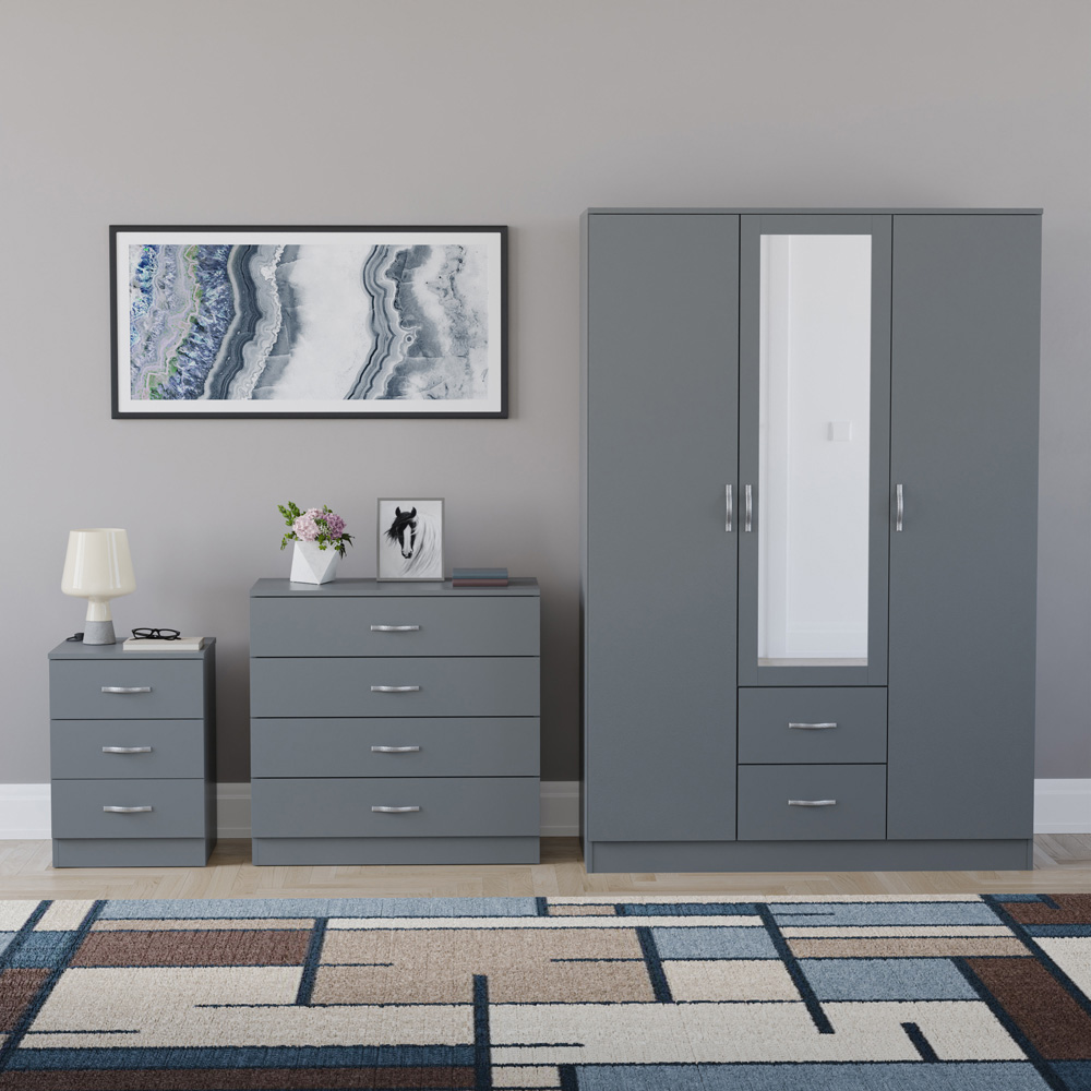 VIDA DESIGNS Riano Grey 3 Piece Bedroom Furniture Set Image 2