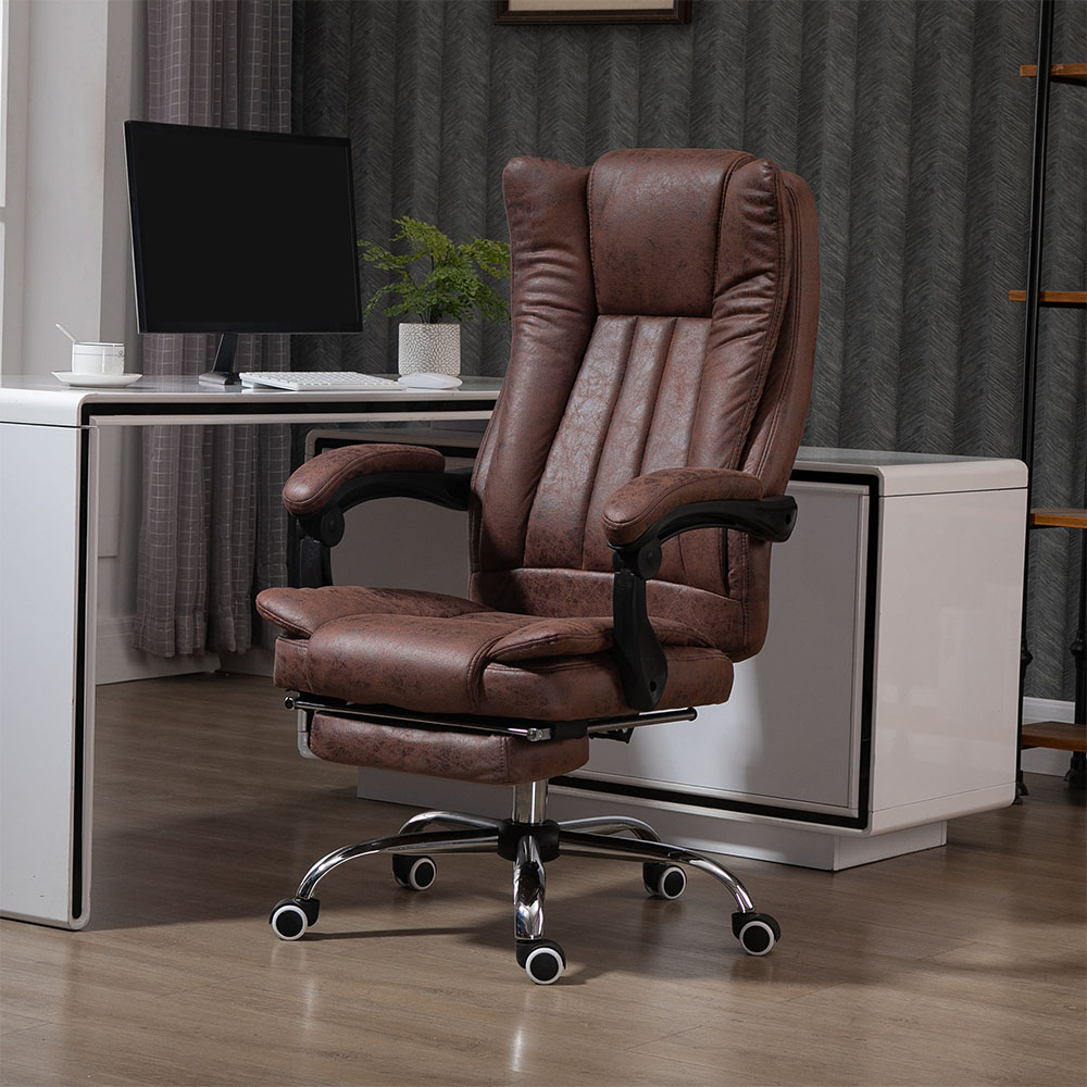 Portland Brown Microfibre Swivel Office Desk Chair Image 1