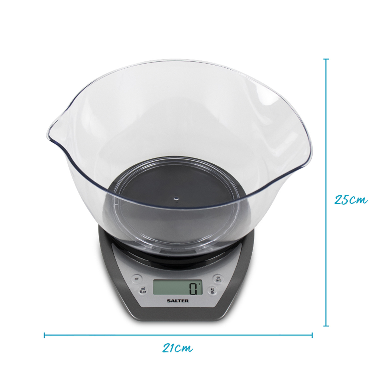 Salter Grey Electronic Kitchen Scale with Mixing Bowl Image 5