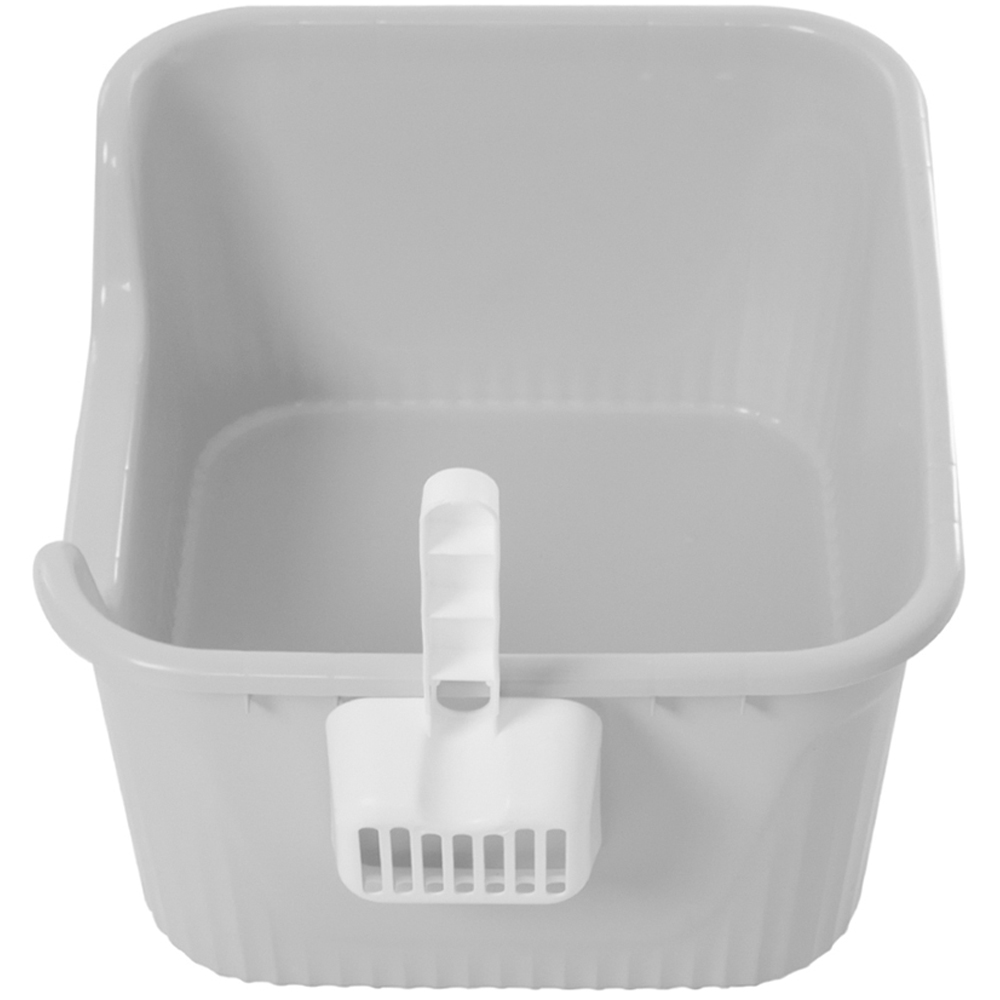 H&O Direct Grey Anti Splash Open Top Cat Litter Box with Scoop 22 x 45 x 38cm Image 4