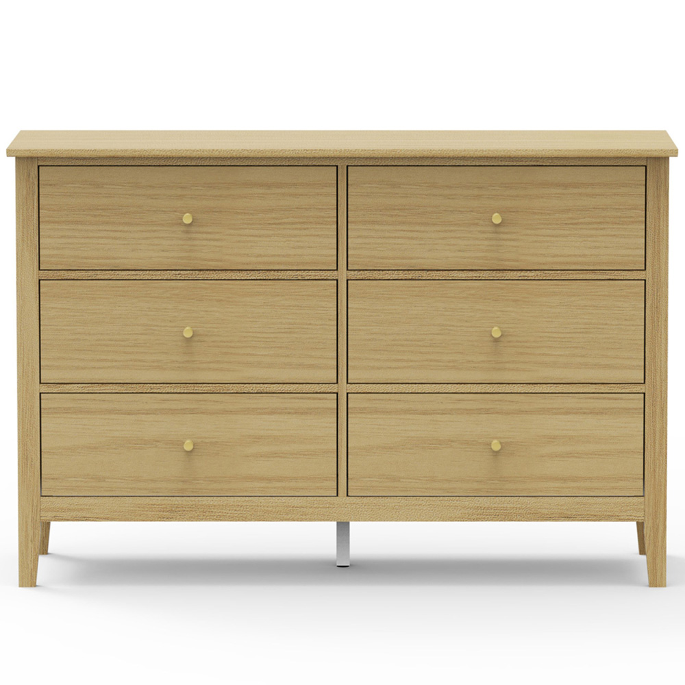 Core Products Henley 6 Drawer Oak Effect Double Wide Chest of Drawers Image 4