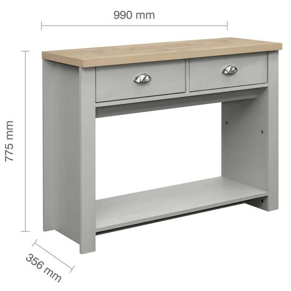 Highgate 2 Drawer Grey and Oak Console Table  Image 7
