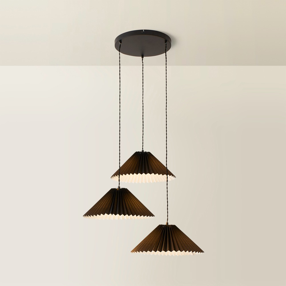 ValueLights Akira 3 Way Black Pleated LED Ceiling Pendant Light Image 5