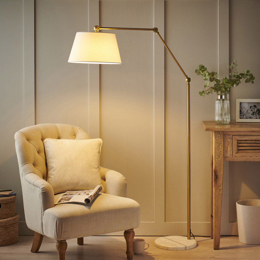 Wilko Gold Effect Adjustable Floor Lamp Image 9