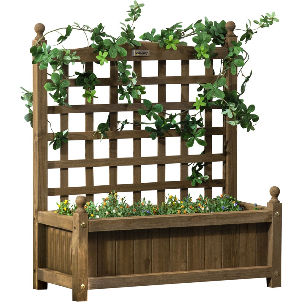 Outsunny Garden Planter with Trellis Image 1