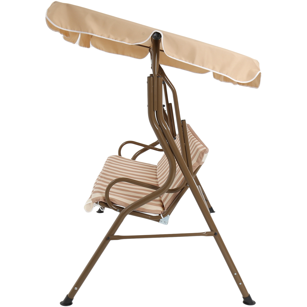 Charles Bentley 3 Seater Beige and White Garden Swing Seat Image 4