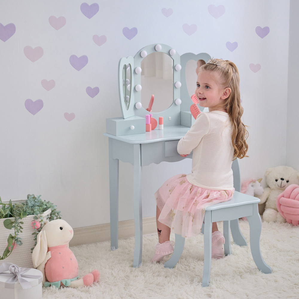 Teamson Kids Light Blue Heart Glow Play Vanity Set Image 7