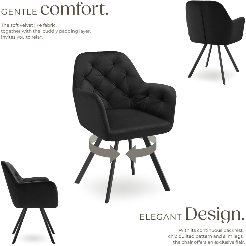 tectake Lucia Black Padded and Quilted Swivel Armchair Image 4