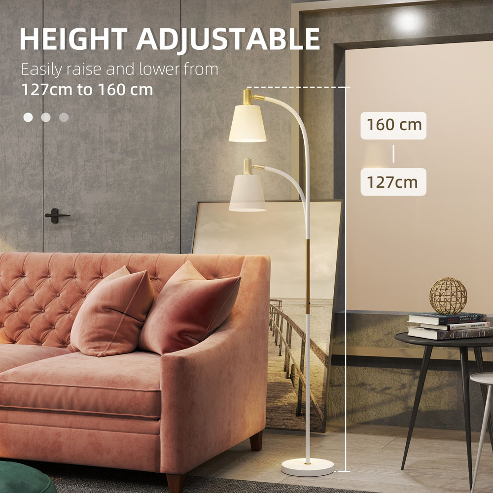 Portland White Adjustable Spotlight Reading Floor Lamp Image 6