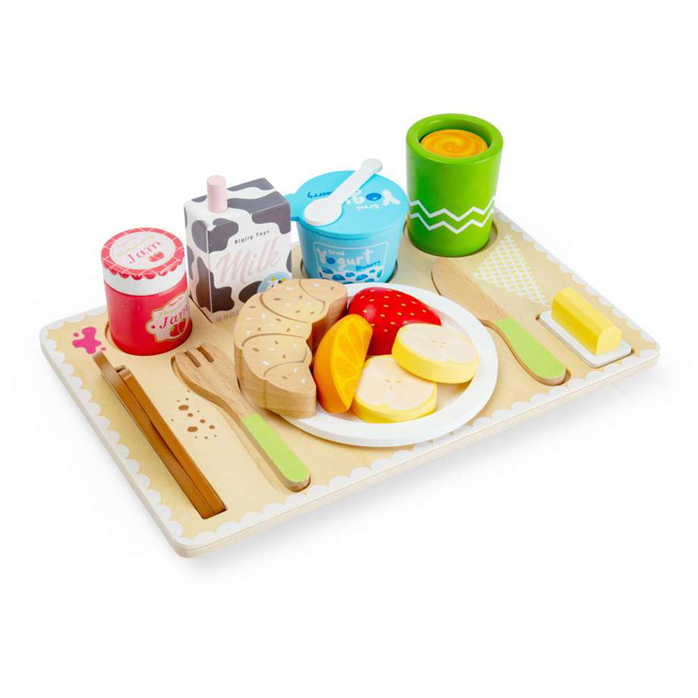 Bigjigs Toys Kids Breakfast in Bed Tray Playset 28 Piece Image 4