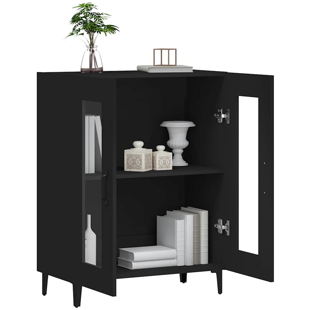 vidaXL 2 Glass Door Black Sideboard Image 4