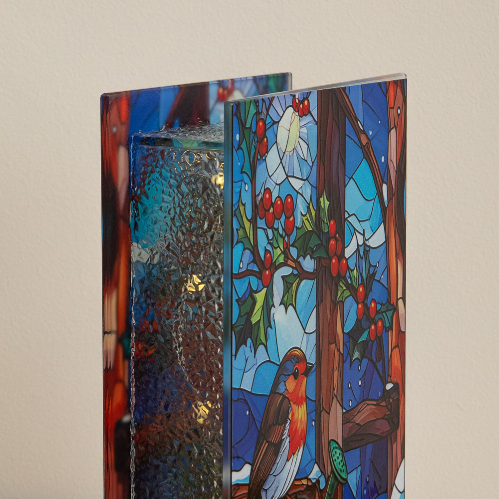 Samuel Alexander LED Light Up Stained Glass Robin Christmas Decoration 21 x 13cm Image 5