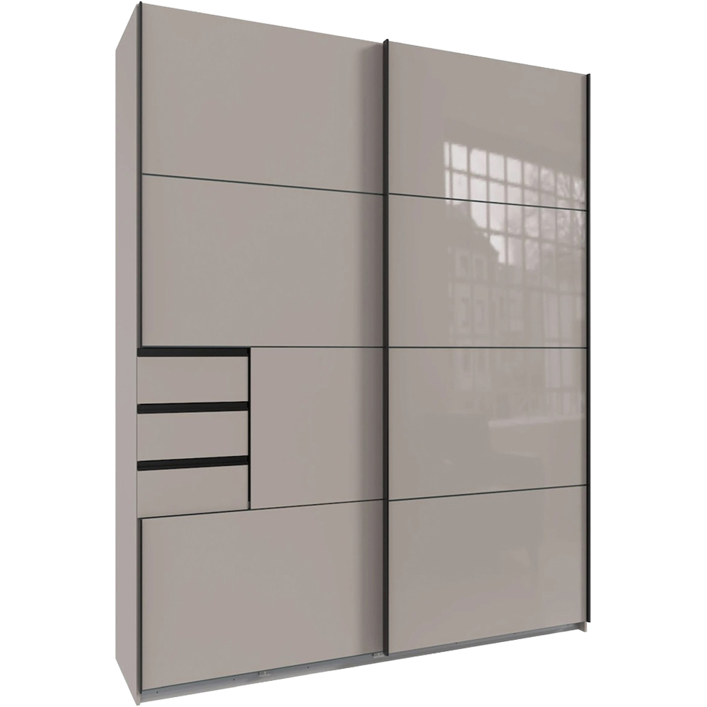 TJ'S Saigon 2 Door 3 Drawer Grey Sliding Wardrobe 225cm Image 2