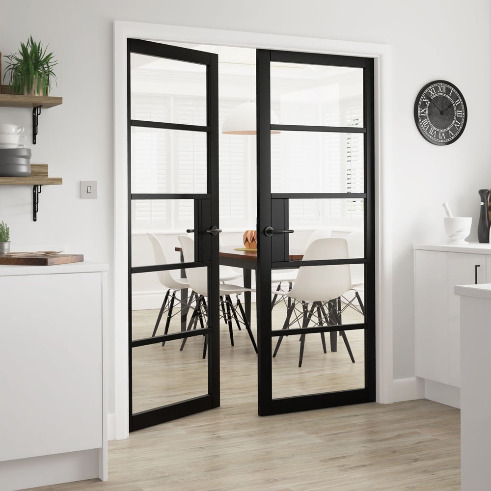 JB Kind Metro Urban Industrial Black Clear Glass Internal Door 1981 x 838mm Image 2