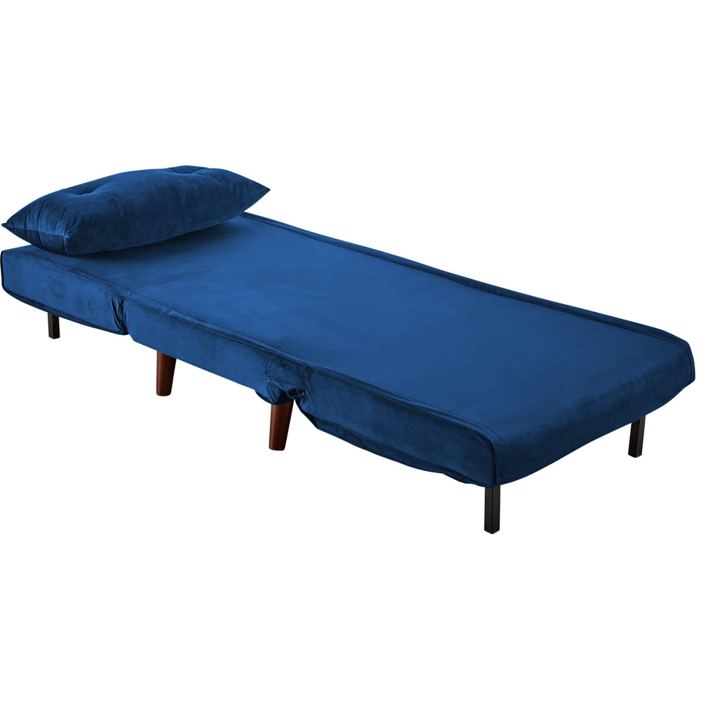 Home Source Morella Single Seater Blue Velvet Folding Sofa Bed with Pillow Image 8
