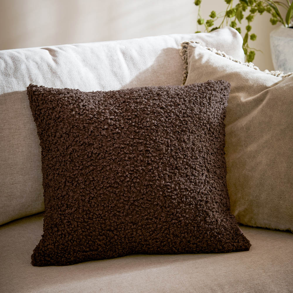 Yard Cabu Chocolate Chunky Boucle Reversible Cushion 45 x 45cm Image 2