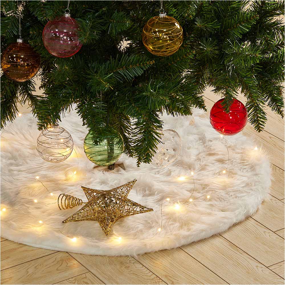 Living and Home White Christmas Tree Skirt 122cm Image 2