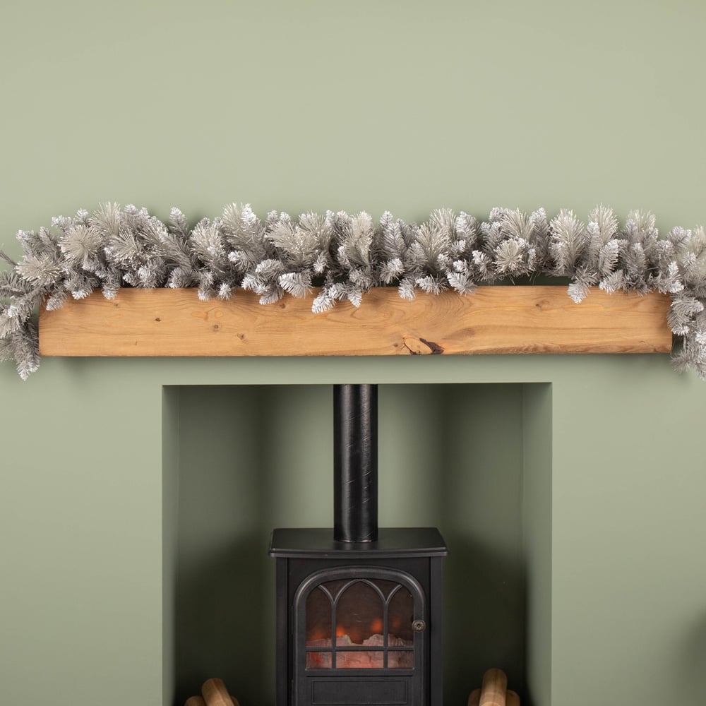 Premier Grey Lightly Flocked Fir Christmas Garland with Mixed Tips 180cm Image 7