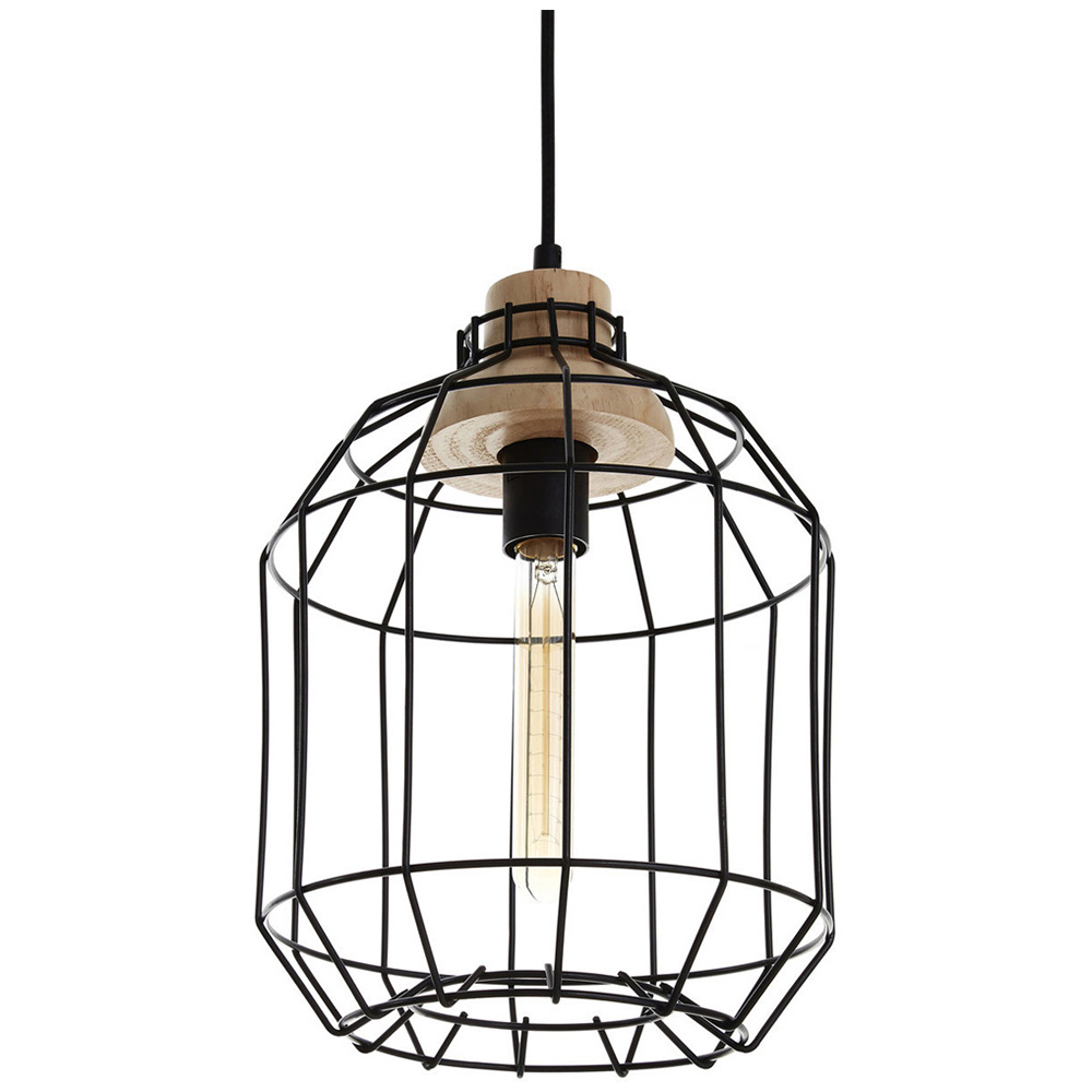Premier Housewares Black Metal Wire Pendant Light Image 2