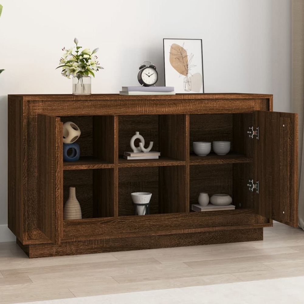 vidaXL 2 Door 2 Shelf Brown Oak Sideboard Image 1